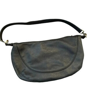 Anthropologie Urban Originals Black Leather Half Moon Crossbody Bag